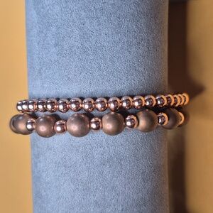 COPPER & HEMATITE 7-7 1/2"  Two In Set.  UNISEX